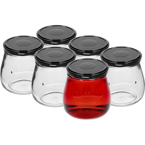 Kozarec twist-off 500 ml »Obrnjena amfora« s črnim pokrovčkom fi 82/6, 6 kosov - 2