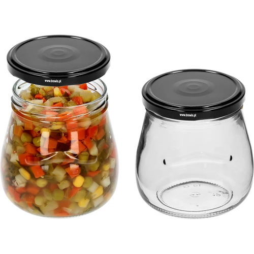 Kozarec twist-off 500 ml »Obrnjena amfora« s črnim pokrovčkom fi 82/6, 6 kosov - 5