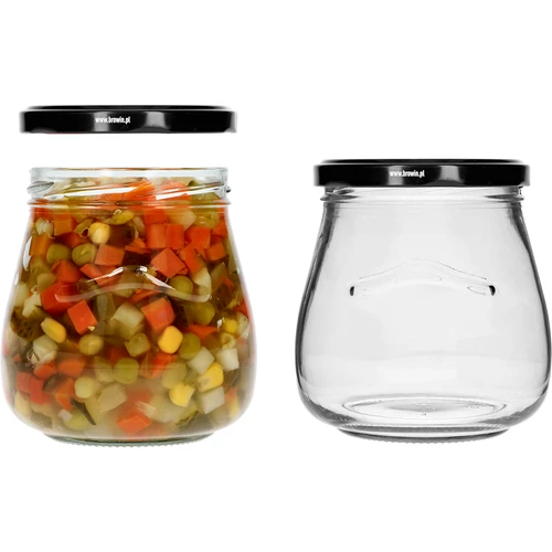 Kozarec twist-off 500 ml »Obrnjena amfora« s črnim pokrovčkom fi 82/6, 6 kosov - 6