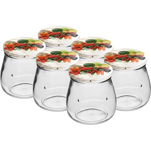 Kozarec twist-off 500 ml "Obrnjena amfora" z barvnim pokrovčkom fi 82/6, 6 kos.