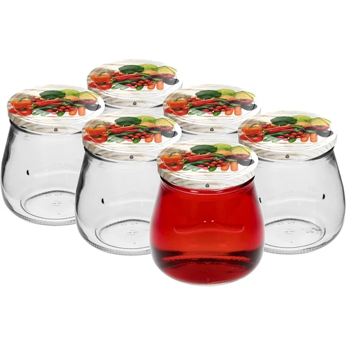 Kozarec twist-off 500 ml "Obrnjena amfora" z barvnim pokrovčkom fi 82/6, 6 kos. - 3