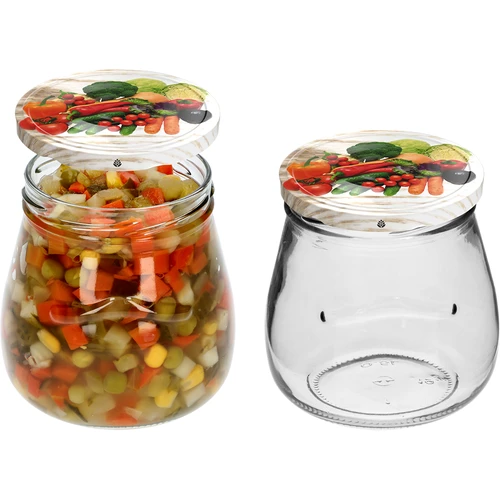 Kozarec twist-off 500 ml "Obrnjena amfora" z barvnim pokrovčkom fi 82/6, 6 kos. - 6