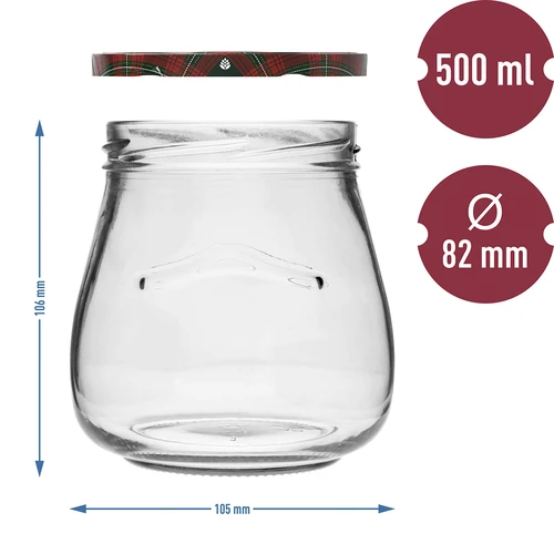 Kozarec twist-off 500 ml "Obrnjena amfora" z barvnim pokrovčkom fi 82/6, 6 kos. - 10