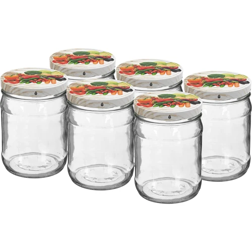 Kozarec twist-off 500 ml z barvnim pokrovčkom fi82/6 - 6 kosov.