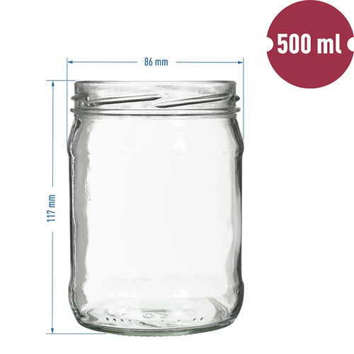 Kozarec twist-off 500 ml z barvnim pokrovčkom fi82/6 - 6 kosov. - 2