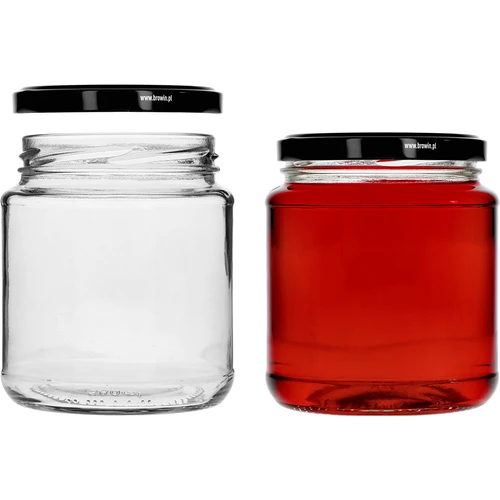 Kozarec twist-off, grubasek 580 ml s črnim pokrovčkom fi 82/6, 6 kosov. - 3