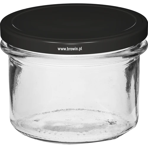 Kozarec z ravnimi stenami 235 ml (fi82) s črnim pokrovčkom 6 kos. - 2