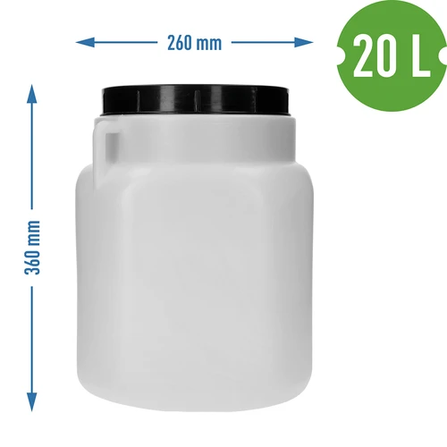 Kvadratni sod 20 L, bel, z ročaji, Sterk - 10
