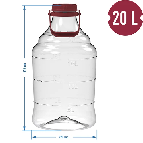 Lahek, nelomljiv balon za vino z ročajem, 20 L - 6