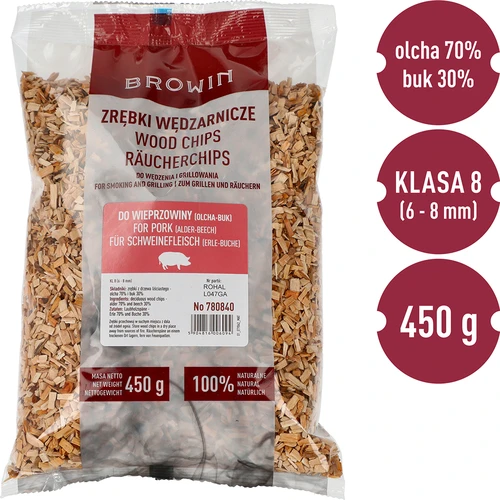 Lesni sekanci za dimljenje in žar, 70% jelša + 30% bukev, 450 g, razred 8 - 3