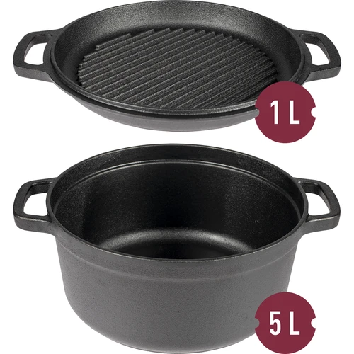 Litoželezni lonec s ponvijo, 5 L + 1 L - 2
