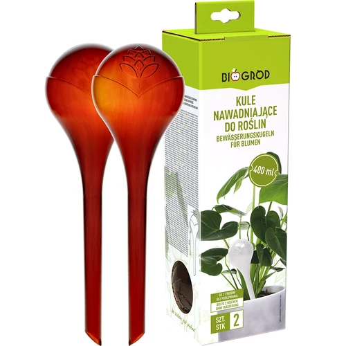 Namakalne krogle za rastline, prozorne v jantarni barvi, 400 ml, 2 kosa. - 3