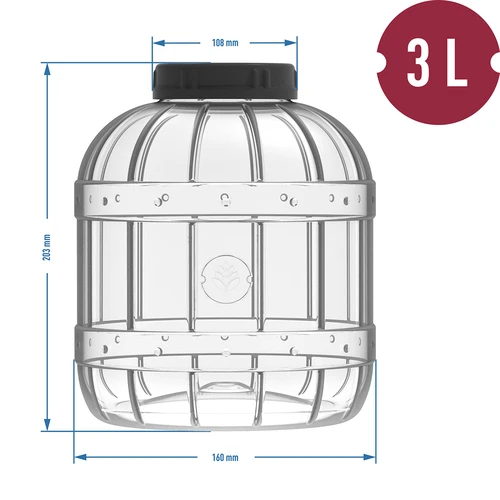 Nelomljiv, večnamenski kozarec s črnim navojnim pokrovčkom, 3 l - 4
