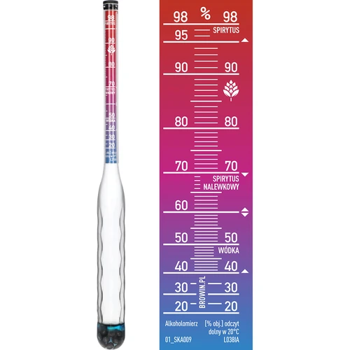 Nerazbiten alkoholometer z merilnim valjem, merilno območje 20–98 % - 4