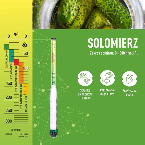 Nerazbiten merilnik slanosti z epruveto, merilno območje: 0–300 g soli/L - 6