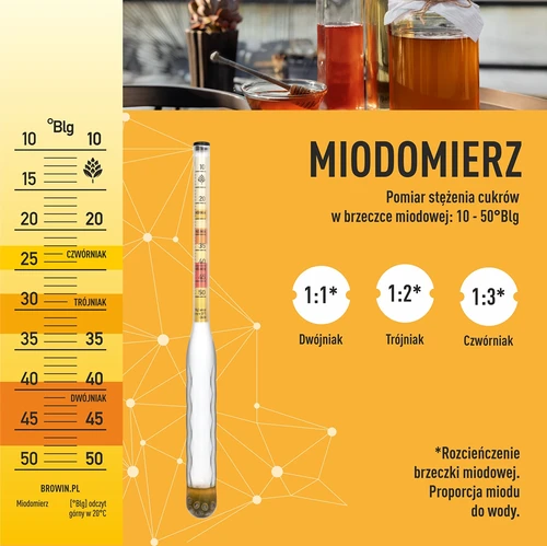 Nerazbiten merilnik za medena vina z epruveto, obseg merjenja 10–50 °Blg - 6