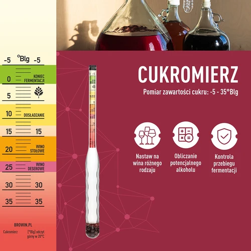 Nerazbiten sladkomer z merilnim valjem, merilno območje: -5–35°Blg - 5