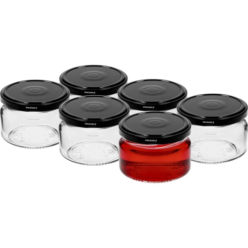 Nizek kozarec 200 ml - s črnim pokrovčkom fi 82/6, 6 kosov. - 2