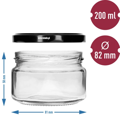 Nizek kozarec 200 ml - s črnim pokrovčkom fi 82/6, 6 kosov. - 5