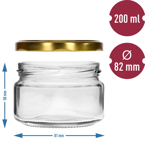 Nizek kozarec 200 ml - z zlatim pokrovčkom fi 82/6, 6 kosov. - 5