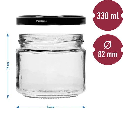 Nizek kozarec 330 ml - s črnim pokrovčkom fi 82/6, 6 kosov. - 7