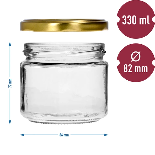 Nizek kozarec 330 ml - z zlatim pokrovčkom fi 82/6, 6 kosov - 7