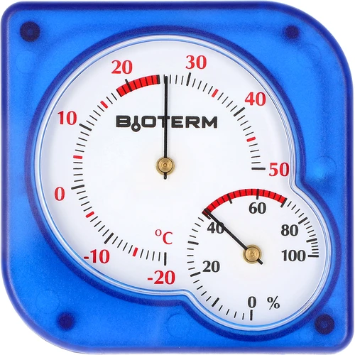 Notranji bimetalni termometer z higrometrom (-20 do +50 °C), moder