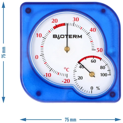 Notranji bimetalni termometer z higrometrom (-20 do +50 °C), moder - 4