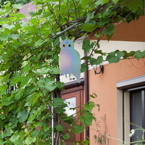 Odsevna obešanka za odganjanje ptic - sova z zvončki - 10