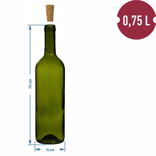 Olivno zelena steklenica za vino 0,75 l - paket 8 kosov - 6