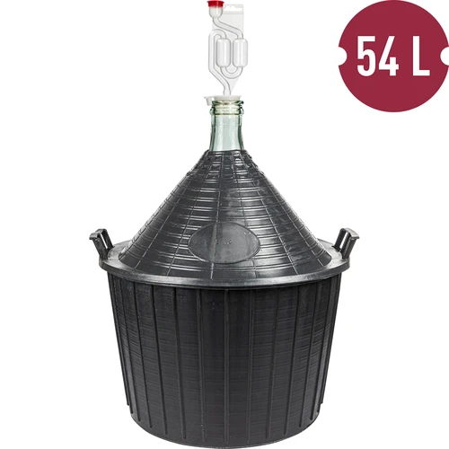 Osnovni vinarski komplet: steklena damižana 54 L v plastični košari, z zamaškom in vrelno veho - 2