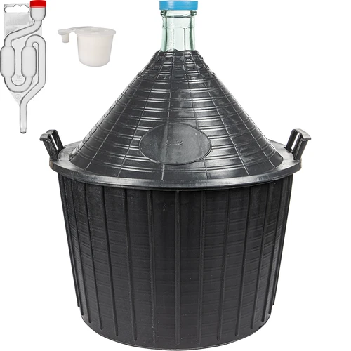 Osnovni vinarski komplet: steklena damižana 54 L v plastični košari, z zamaškom in vrelno veho  - 1 