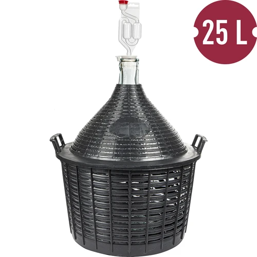 Osnovni vinarski komplet: stekleni balon (damadžana) 25 L v plastični košari, z zamaškom in fermentacijsko veho - 2