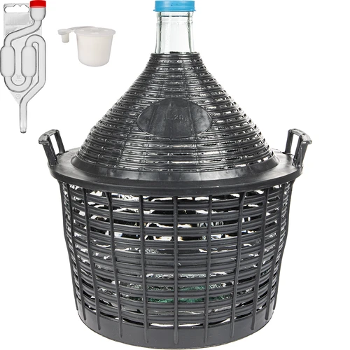 Osnovni vinski komplet: steklena damižana 20 L v plastičnem košu, z zamaškom in fermentacijsko cevko  - 1 