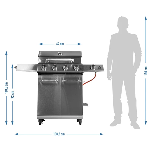 Plinski žar dragON BBQ201, 18,8 kW, srebrn - 12