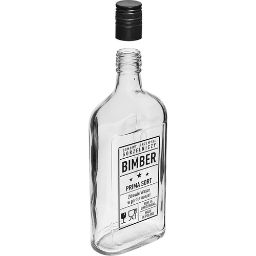 Ploska steklenica 500 ml z navojnim pokrovčkom, potisk »Bimber PRL«, 1 kos. - 3