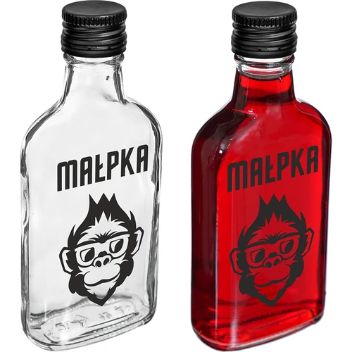 Ploska steklenička 200 ml z navojnim pokrovčkom, potisk »Opica«, 1 kos - 2
