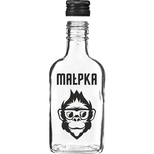Ploska steklenička 200 ml z navojnim pokrovčkom, potisk »Opica«, 1 kos - 3