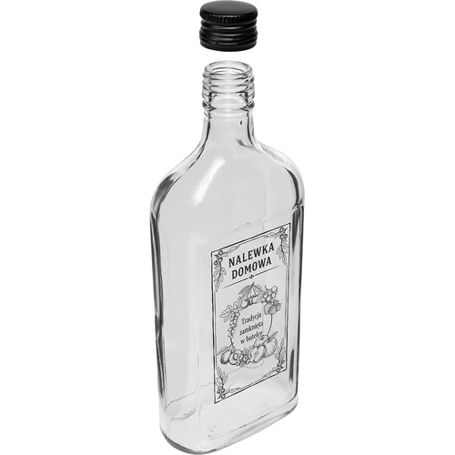 Ploska steklenica 500 ml z navojnim zamaškom, potisk »Nalewka domowa«, 1 kos - 3