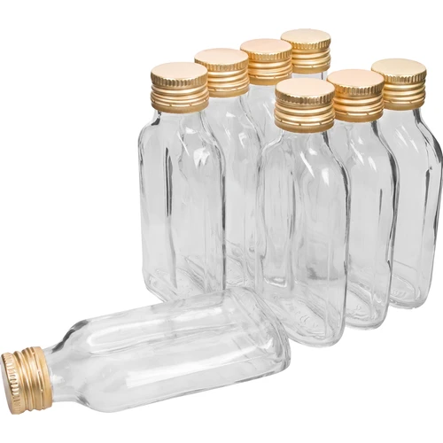 Ploska steklenica za likerje 100 ml + pokrovček, 8 kos