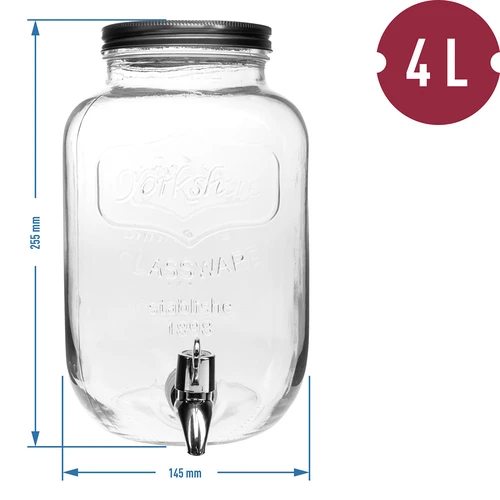 Posoda za limonado, s pipo - steklena, 4 L - 5