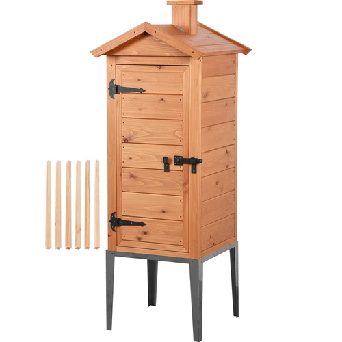 Prekajevalna komora iz macesna, 200 L, s podstavkom iz nerjavnega jekla