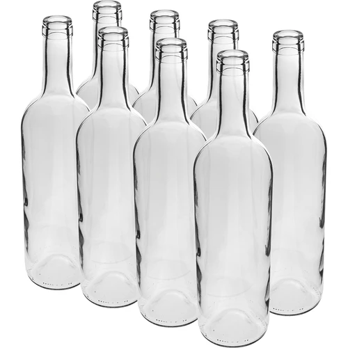 Prozorna steklenica za vino 0,75 L - zavitek 8 kos.