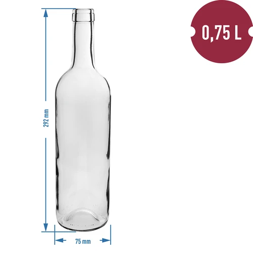 Prozorna steklenica za vino 0,75 L - zavitek 8 kos. - 3
