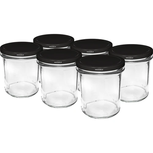 Ravni kozarec 350 ml s črnim pokrovčkom fi 82 - 6 kosov
