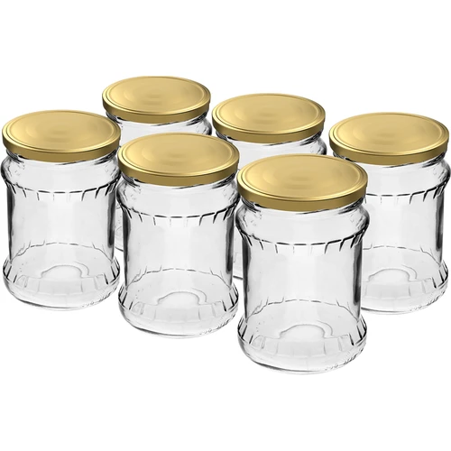 Rebrast kozarec Fisz 500 ml - z zlatim pokrovčkom fi 82/6, 6 kos.
