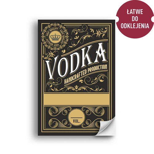 Samolepilne etikete 60x90 mm za steklenice, vodko, črne, 20 kosov. - 2