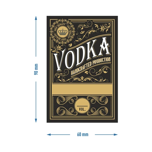 Samolepilne etikete 60x90 mm za steklenice, vodko, črne, 20 kosov. - 4