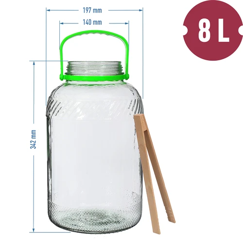 Stekleni kozarec 8 L, s kleščami - 6