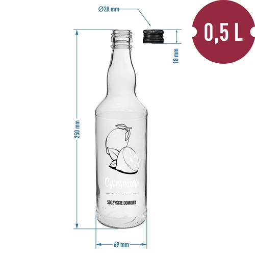 Steklenica 500 ml s pokrovčkom, potisk »Limonov liker«, 1 kos. - 4